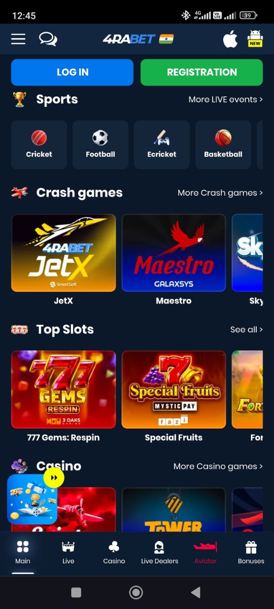 4rabet mobile screenshot